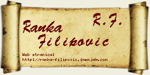 Ranka Filipović vizit kartica